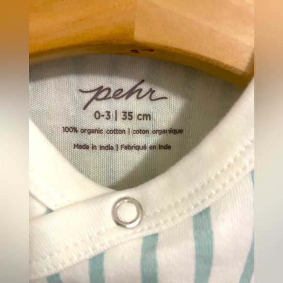 Pehr - Organic Stripes Away Short Sleeve Kimono One Piece, Sea - Picture 3 of 3